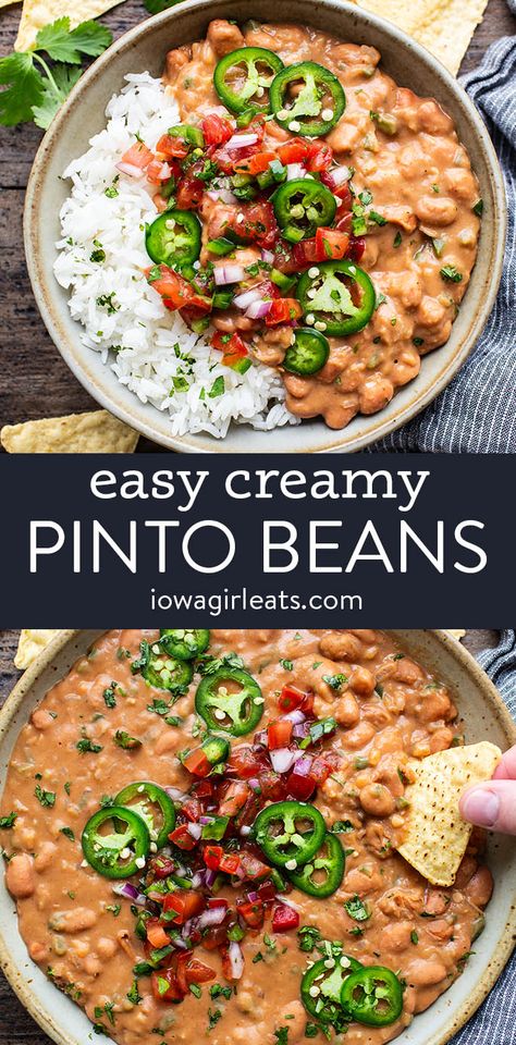 Recipes That Use Mustard, Pinto Beans In Pressure Cooker, Mexican Side Dishes Beans, Dinner Recipes With Beans Healthy, Vegan Bean Side Dishes, Bean Sides Recipes, Creamy Bean Recipes, Meals With Rice And Beans, Vegan Mexican Beans