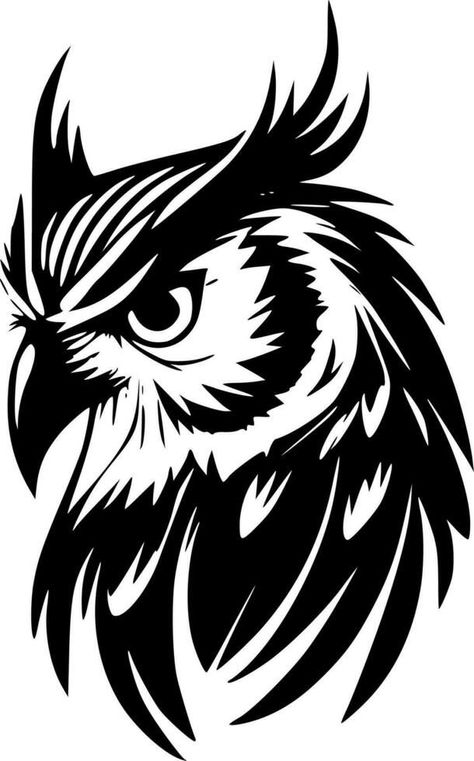 Owl Black And White, Owl Stencil, Glass Etching Patterns, Book Cover Art Design, Owl Black, Magic Runes, Animal Tattoo Ideas, Eagle Images, Owl Vector