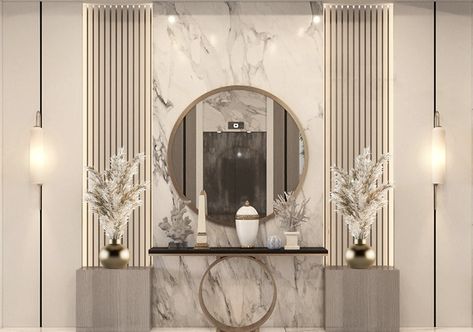 Wallpanel 3d Living Room, Mirror Design Ideas, Good Mirror, Art Deco Style Interior, Entrance Hall Decor, Luxury Living Room Decor, Home Hall Design, Dinning Room Design, Home Entrance