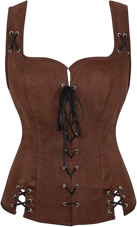 Amazon.com: Renaissance Costume Women Shirt Vest 2 Set Pirate Medieval Viking Peasant Bodice Coat Brown XS : Clothing, Shoes & Jewelry Navy Blue And White Suit, Pirate Vest, Women Pirate, Pirate Corset, Costume Viking, Corset Steampunk, Burgundy Vest, Female Pirate Costume, Steampunk Pirate