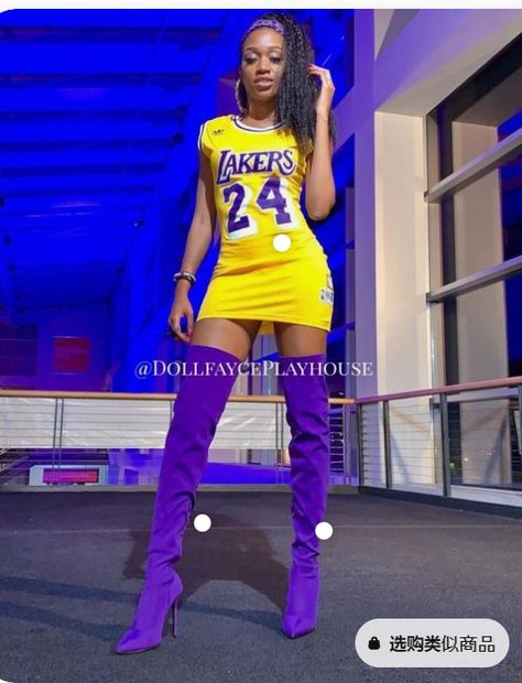 Basketball Jersey Outfit Women, Nba Game Outfit, Nba Jersey Dress, Jersey Outfit Women, Jersey Dress Outfit, Lakers Outfit, Basketball Game Outfit Women, Basketball Jersey Outfit, Jersey Outfits