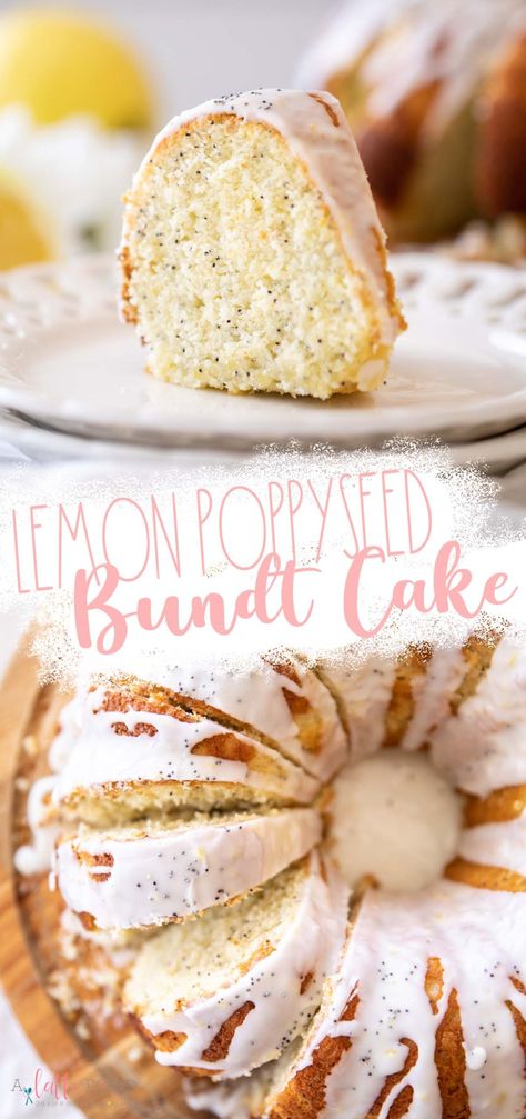 This Lemon Poppyseed Bundt Cake recipe is made from scratch. It’s made with sour cream so it’s a moist lemon cake, and it is made with fresh lemon juice and zest. Plus, it has a hint of almond extract. It’s one of my favorite easy lemon desserts. Easter Lemon Bundt Cake, Almond Poppyseed Bundt Cake, Lemon Poppyseed Bundt Cake Moist, Lemon Poppyseed Desserts, Lemon Poppy Seed Pound Cake, Lemon Poppy Cake, Lemon Poppyseed Recipes, Easter Pound Cake, Lemon Desserts With Fresh Lemons