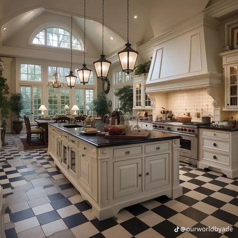 Big Homey Kitchen, Kitchen Aesthetic Old Money, Big Beautiful Kitchens, Victorian Kitchen Window, Grand Houses Interior, Big Vintage Kitchen, Large Kitchen Aesthetic, Rich People Kitchen, Grand Interior Design