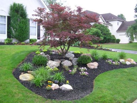 Garden With Rocks, Large Yard Landscaping, Front Yard Landscaping Diy, Front Yard Design, Professional Landscaping, Front Landscaping, Rock Garden Landscaping, Garden Types, Have Inspiration