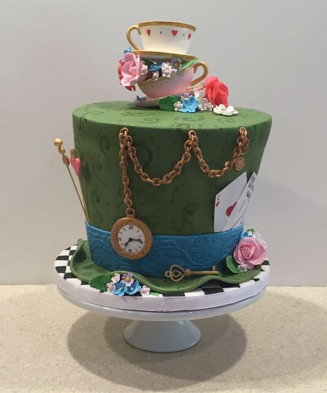 Alice In Wonderland Cake Ideas, Mad Hatter Cake Ideas, Mad Hatter Tea Party Cake, Mad Hatter Birthday Cake, Mad Hatter Tea Party Cake Ideas, Cake From Alice In Wonderland, Mad Hatter Cake Simple, Mad Hatter Tea Party Invitations, Topsy Turvy Cake Alice In Wonderland