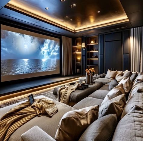 Home Cinema Room Ideas, Room Projector, Cinema Room Design, Basement Movie Room, Home Theater Room, Game Room Ideas, Home Theater Room Design, Tiered Seating, Theater Room Design