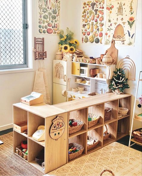 Rum Inspo, Small Playroom, Kids Rooms Inspo, Living Room Playroom, Baby Playroom, Montessori Playroom, Play Kitchens, Toddler Playroom, Girls Playroom