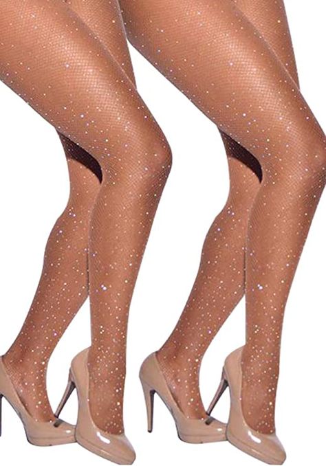 2 Pairs Sexy Sparkly Fishnet Stockings Rhinestone Jeweled High Waist Tights Party Sheer Pantyhose With Bling Crystals at Amazon Women’s Clothing store Sparkly Fishnets, Medias Red, Rhinestone Fishnet Tights, Rhinestone Tights, Sparkle Tights, Sparkly Tights, Matching Stockings, Rhinestone Fishnets, Net Stockings