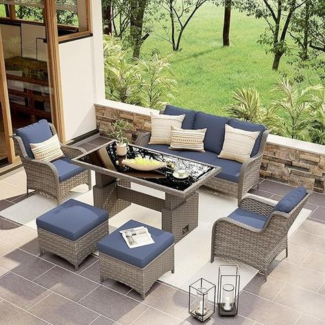 Amazon.com: SUNSITT Outdoor Furniture Set Wicker Patio Conversation Set 9-Piece Outdoor Patio Sectional Furniture Set with Lift Dining Table, Swivel Patio Chair Grey Wicker & Grey Cushion : Patio, Lawn & Garden Grey Wicker Patio Furniture, Patio Sectional Furniture, Outdoor Patio Sectional, Sectional Patio Furniture, Grey Cushion, Outdoor Furniture Set, Sectional Furniture, Patio Sectional, Grey Cushions