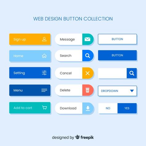 Colorful web design button collection wi... | Free Vector #Freepik #freevector #menu #design #template #button App Button Design, Colorful Web Design, Ui Design Principles, Ui Buttons, Ui Ux 디자인, Icon Template, Web Colors, App Interface Design, Ui Design Website