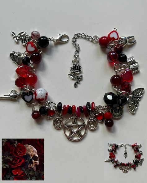 Goth Handmade Jewelry, Emo Bracelet Ideas, Vampire Bracelet, Goth Bracelets, Goth Gift Ideas, Anik Anik, Emo Jewelry, Goth Gifts, Gothic Jewellery