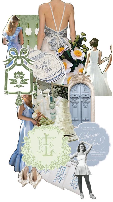 Wedding moodboard Wedding Aesthetic Moodboard, Bridal Mood Board, Blue And Green Wedding, Moodboard Wedding, Married Af, Wedding Collage, Green Wedding Inspiration, Wedding Moodboard, Something Blue Wedding