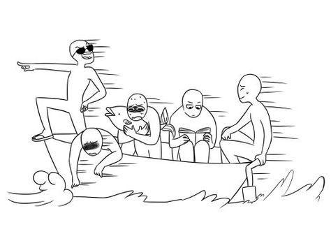 Person On Boat Reference, 7 Person Group Pose Drawing, Person On Phone Drawing, Tag Yourself Friend Group, Draw The Squad 5 People, 3 Person Poses Drawing, Squad Poses, Draw Squad, Squad Memes