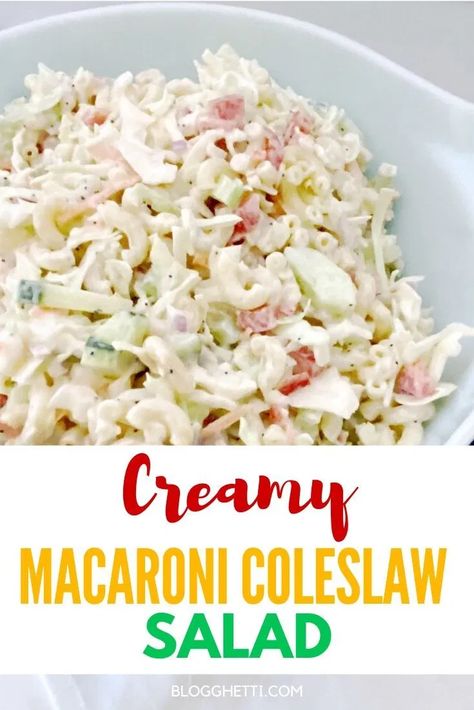 Tuna Coleslaw Salad, Coleslaw Macaroni Salad, Pasta Coleslaw Salad, Macaroni Coleslaw Salad, Coleslaw Pasta Salad, Macaroni Coleslaw, Easy Salads To Make, Grilled Tuna Steaks, Pasta With Mayonnaise