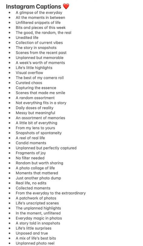 Caption Idea For Instagram Post, Me Dump Captions, Instagram Captions For Random Pics, Snippets Caption, Healing Ig Caption, Appreciation Post Captions, Effortless Captions, Get Ready With Me Captions, Insta Photo Caption Ideas
