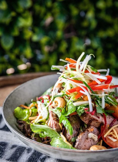 Classic Thai beef salad with chilli and lime - Starts at 60 Thai Steak Salad, Thai Beef Salad Recipe, Asian Salad Recipe, Thai Beef Salad, Thai Beef, Thai Salads, Asian Beef, Beef Salad, Asian Salad