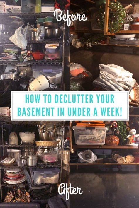 #Ad| Do you have a big basement, that is just a collecting area? I know I do, and I finally took the time to declutter, and I love how it came out! I'm sharing my tips on how to declutter your basement in under a week! #GladTortureTest How To Organize Your Basement, Basement Organization Ideas Declutter, Basement Cleaning And Organizing, Organize Basement Unfinished, Basement Clean Up Ideas, How To Organize Basement, Basement Clean Out, Decluttering Basement, Organize Basement Storage