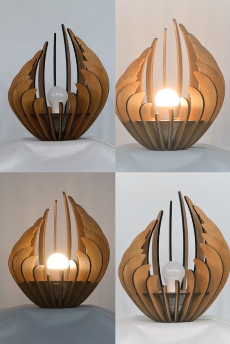 Stand lighting made by attaching laser-cut plywood
10W LED lamp used. Creative Product Design Ideas, Mdf Lamps Design, Cnc Lamp, 3d Printed Lamp Design, Lasercut Lamp, Laser Cut Lamp Shade, Cnc Lamp Wood Lighting Design, Japanese Lighting, Diwali Lamps