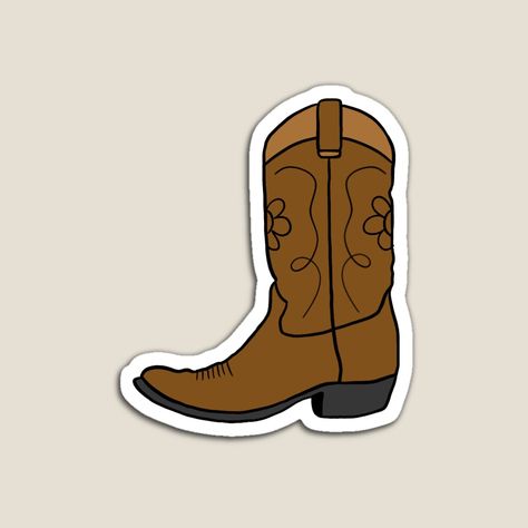 Get my art printed on awesome products. Support me at Redbubble #RBandME: https://www.redbubble.com/i/magnet/Cowboy-boot-brown-with-flowers-by-Madeline-13/126409972.TBCTK?asc=u Cartoon Cowboy Boots, Cowboy Boots Drawing, Brown Stickers, Ipad Stickers, Brown Cowboy Boots, Canvas Painting Designs, Espresso Brown, Painting Designs, Cowboy Boot