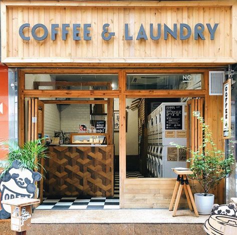 ☕️ Coffee first or laundry first? Or, just do them at the same time.  - 📌A very first coffee bar with 24-hour laundry in Hong Kong. Lovely hint: a perfect shooting spot there! - 📷 credits: @coffeeand.hk Laundry Cafe, Laundry Service Business, Laundromat Business, Dry Cleaning Business, Self Service Laundry, Laundry Business, Small Coffee Shop, Coin Laundry, Commercial Laundry