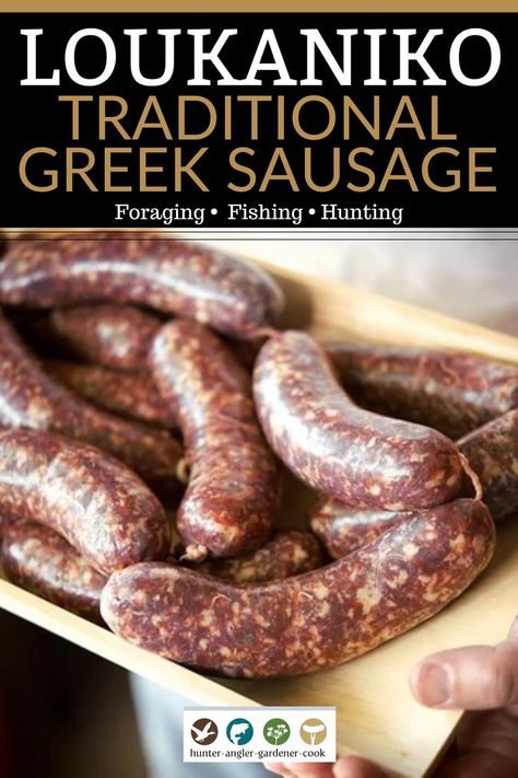 Every year or so Holly and I host a Greek-themed, springtime hootenany we call our Big Fat Greek Parties. We roast goats and lambs, eat octopus, sometimes grill sardines. But the mainstay of the party food is always this more or less traditional Greek loukaniko sausage. Loukaniko is an ancient sausage, dating back to Classical times. | @huntgathercook #hankshaw #Loukanikorecipe #howtomakeLoukaniko #greeksausagerecipe #howtomakesausage #learntomakesausage Sausages, Sausage Recipes, Greek Sausage, Lamb Sausage, Recipes Sausage, Comfort Food Recipes, Convenience Food, Digestion Problems, Red Meat