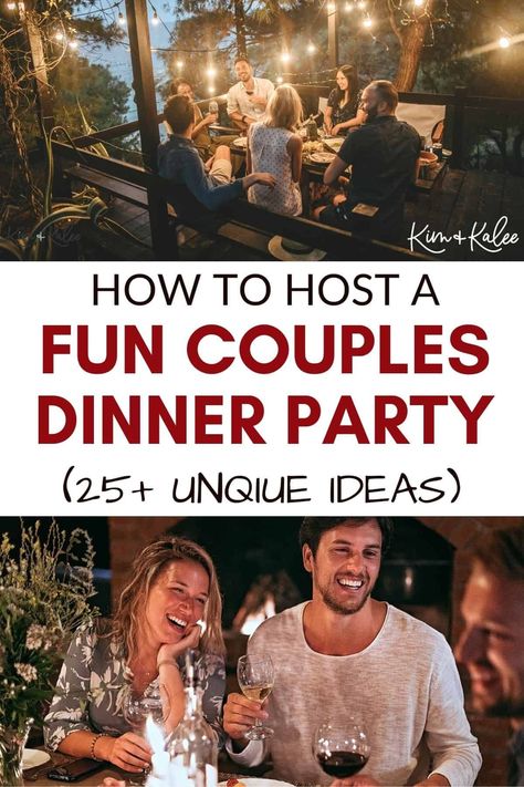 From fun themes to delicious recipes, here’s everything you need to host an amazing couple’s dinner party at home! Friends Anniversary Party, Essen, Holiday Themed Dinner Ideas, Husband Appreciation Dinner, Couples Dinner At Home, Date Night Party Ideas, Hosting Valentines Dinner, Dinner Party Fun Ideas, Anniversary Dinner For Parents