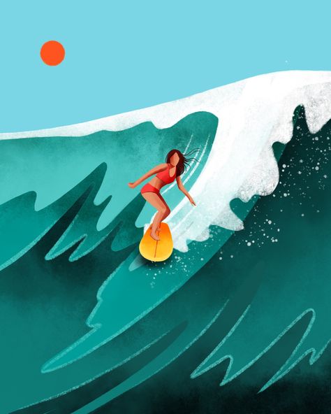 Surfing illustrations | Club of the Waves Surfer Illustration, Surf Drawing, Retro Surf Art, Surf Painting, Retro Surf, Arte Inspo, Surf Art, Art Pop, Art And Illustration