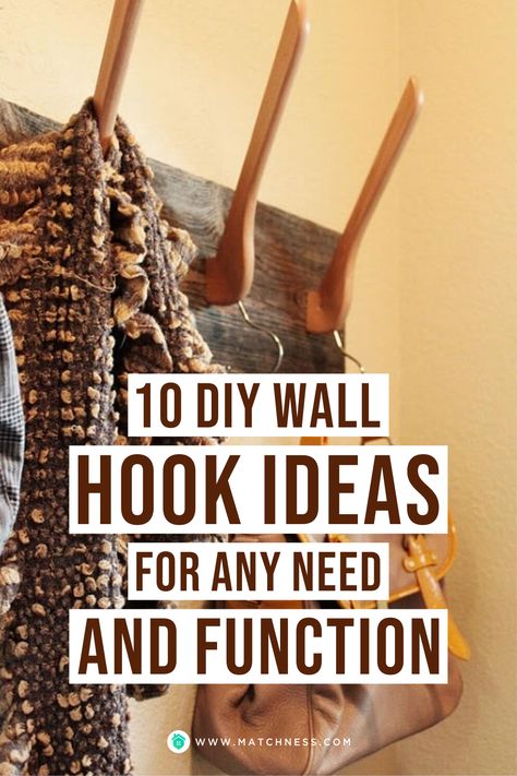 Ideas For Hanging Clothes On Wall, Diy Wall Hanger Hooks, Hang Clothes On Wall Ideas, Diy Wooden Hangers, Wall Decor With Hooks, Bedroom Clothes Hanger, Diy Hooks For Hanging Coats, Decorative Hooks Ideas, Picket Rail Wall Hook Diy