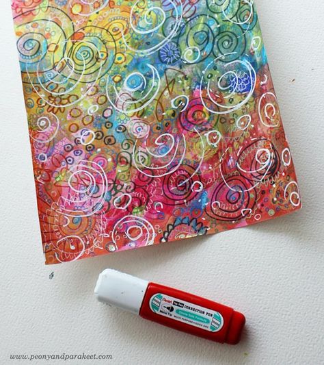 Painty Papers, Doodle Paper, Handmade Paper Gifts, Decorated Paper, Acrylic Pens, Homemade Paper, Paper Artsy, Art Journal Tutorial, Paper Peonies