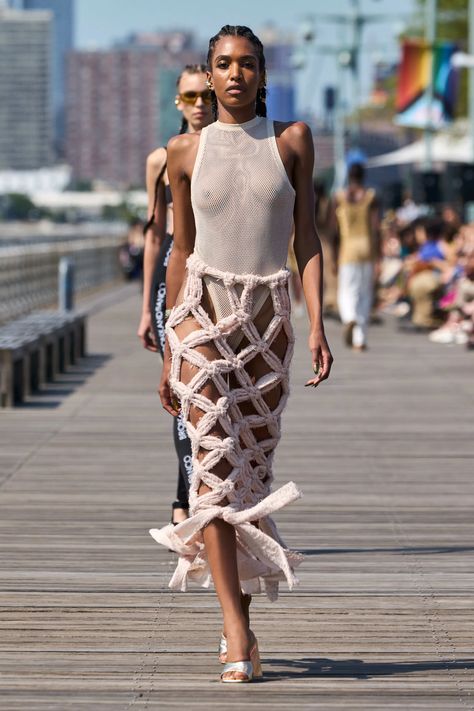 Bronx And Banco, Macrame Dress, Cream Skirt, Cream Top, Couture Runway, Luxury Dress, Spring 2023, Runway Collection, Festival Outfits