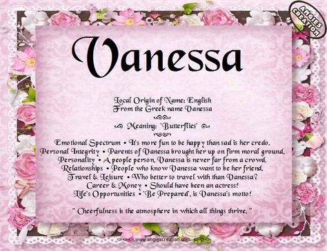 it tells what my name is Vanessa Name Meaning, Vanessa Meaning, Vanessa Name, Polish Meme, Pinterest Tattoos, Graffiti Names, Name Drawings, Greek Names