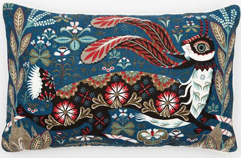 Klaus Haapaniemi’s Modern Twist on Traditional Decorative Art Klaus Haapaniemi, Running Hare, Lounge Pillow, Pink Rooms, Hare Print, Rabbit Pillow, Beautiful Rabbit, Silk Cushions Covers, Chinoiserie Wallpaper