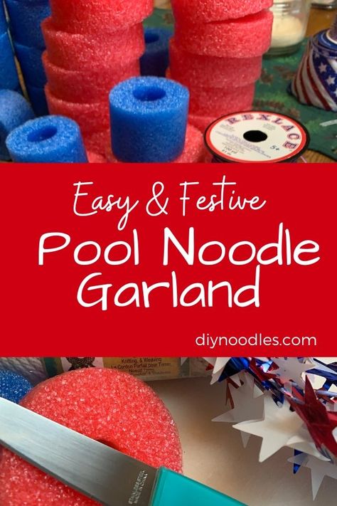 Pool Noodle Decorations Summer, Easy Float Decorations Parade, Golf Team Float Parade, 4th Of July Boat Parade Ideas, Easy Parade Float Ideas Diy 4th Of July, Pool Noodle Photo Backdrop, Patriotic Boat Decorations, July 4 Parade Float Ideas, Pool Noodle Crafts 4th Of July