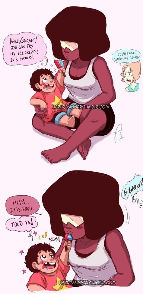 "Garnet just can’t resist that cutie pie’s face!" Baby Steven Universe, Ruby X Sapphire, Garnet Steven, Garnet Steven Universe, Steven Universe Pictures, Steven Uni, Steven Universe Diamond, Steven Universe Anime, Universe Images