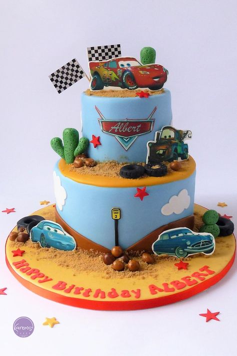 Tyre Decorations, 2 Tier Birthday Cake Boy, Cake Cars Birthday, Car Cake Design For Boys, Canning Desserts, Fondant Cactus, Tyre Cake, Car Theme Cake, 1st Birthday Cake Designs