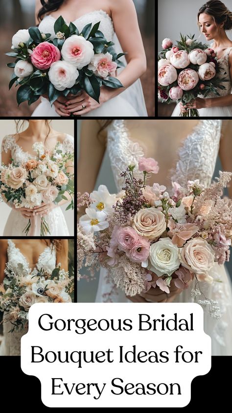 A beautiful bridal bouquet featuring a mix of seasonal flowers in soft, elegant colors, perfect for any wedding theme and style. Brides With Bouquets, Summer Bridal Bouquet Romantic, Formal Wedding Flowers, Bouquet Sizes Chart, How To Make A Bridal Bouquet, Costco Wedding Flowers, Tulip Wedding Bouquet, Floral Combinations, Costco Flowers