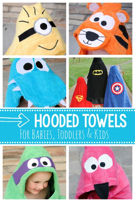 Hooded Towel Pattern, Hooded Towel Tutorial, Sewing Classes For Beginners, Hooded Bath Towels, Hooded Towels, Hooded Baby Towel, Towels Kids, Beginner Sewing Projects Easy, Sewing Projects For Kids