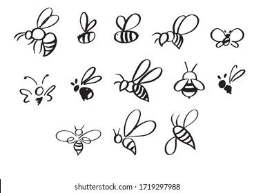 Honey Bee Tattoo Minimalist, Tiny Bee Tattoo Simple, Bee Tattoo Outline, Stick Animals, Bee Photos, Honey Bee Drawing, Bee Outline, Honey And Bee, Honey Bee Tattoo