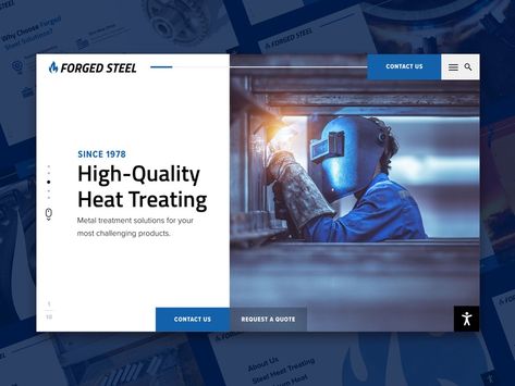 Steel Treating Website Design by Shannon Werling on Dribbble Metal Website Design, Steel Website Design, Industrial Website Design, Web Development Infographic, Industrial Website, Website Layout Inspiration, Tech Brand, Future Website, Business Web Design