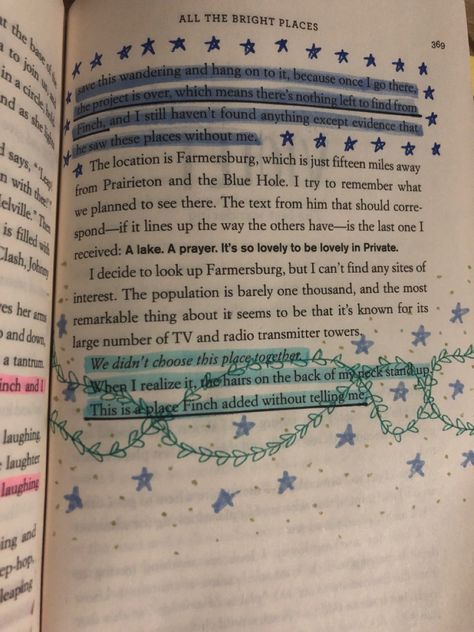 Blue Annotations, All The Bright Places Quotes, Places Quotes, Bookish Aesthetic, Place Quotes, All The Bright Places, Book Annotations, Romance Books Quotes, Snap Out Of It