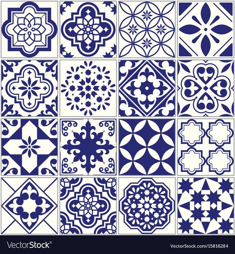 Decor Mirror Ideas, Blue Pottery Designs, Seamless Tiles, Geometric Tile Pattern, Tile Background, Arabesque Tile, Mediterranean Tile, Tiles Pattern, Floral Mosaic