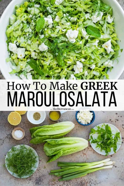 Greek Lettuce Salad, Lettuce Salad Recipes, Lettuce Recipes, Greek Salad Dressing, The Mediterranean Dish, Romaine Salad, Creamy Cucumber Salad, Greek Salad Recipes, Herb Salad