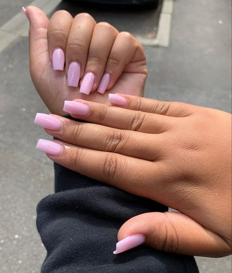 Mily Pink Acrylic Nails, Shear Pink Acrylic Nails, Acrylic Nails Bubble Gum Pink, Coffin Short Pink Nails, Plain Pink Square Nails, Light Pink Nails Long Square, Bubblegum Pink Square Nails, One Color Short Acrylic Nails, Glossy Pink Nails Acrylic