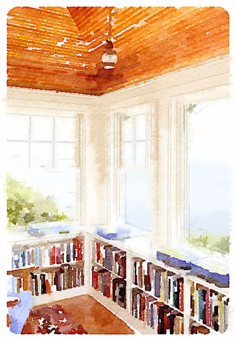 Cupola library watercolor Library Watercolor Painting, Watercolor Bookshelf Painting, Watercolor Books Painting, Bookshop Painting, Watercolor Library, Watercolor Bookshelf, Bookshelf Artwork, Library Watercolor, Book Watercolor Painting