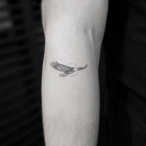 Eagle Tattoo Forearm, Bald Eagle Tattoos, Small Eagle Tattoo, Bird Tattoo Men, Vogel Tattoo, Hawk Tattoo, Bird Tattoo Wrist, Small Bird Tattoo, Single Needle Tattoo