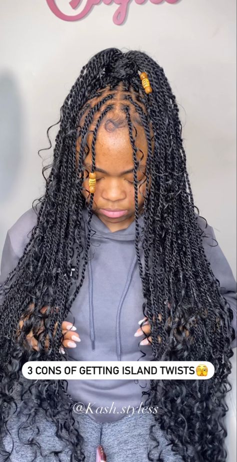 Styling Island Twist, Island Twist Styles, Island Twist Short, 20s Hairstyles, Island Twist Hairstyle, Long Cornrows, Best Braid Styles, Island Twist, High Fashion Hair