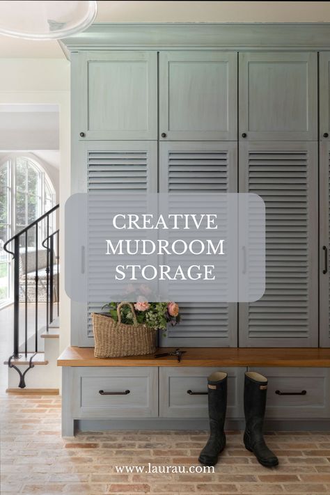 Front Door Bag Storage, Entryway Mudroom Cabinet, Entryway With Lockers, Mudroom Counter Ideas, Bookbag And Shoe Storage At Home, Dog Leash Storage Ideas, Mudroom Hat Storage, Mudroom Hat And Glove Storage, Behind The Door Mudroom