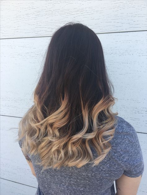 Blonde ombré, blonde ends, red to blonde, dark roots Brown On Top Blonde On Bottom Hair Highlights, Long Hair With Blonde Ends, Blonde At Bottom Of Brown Hair, Dark Brown Hair With Blonde Highlights At The End, Blonde Tipped Hair, Long Hair Bleached Ends, Brown Roots And Blonde Ends, Brunette Blonde Ends, Blonde Ends On Brown Hair Dip Dye