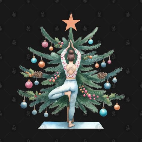 Yoga New Year, Funny Yoga Pictures, Christmas Meditation, Yoga Meme, Yoga Background, Meditation Design, Christmas Yoga, Yoga Christmas, Yoga Illustration