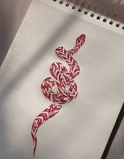 Red Snake Forearm Tattoo Women, Red And White Snake Tattoo, Snake Red Ink Tattoo, Red Snakes Tattoos, Small Red Snake Tattoos For Women, Chinese New Year Snake Tattoo, Red Ink Snake Spine Tattoo, Red Snake Hand Tattoo, Snake Wrapped Around Spine Tattoo